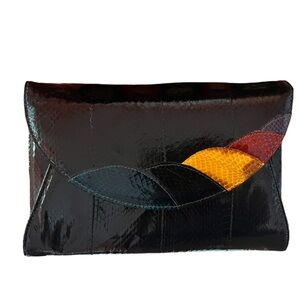 Clutch Vintage J. Renee Snakeskin Clutch Purse – 7” x 10” – Multicolor Accent